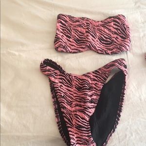 ASOS crinkle zebra high cut bandeau bikini set